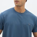 Men's Midnight Blue Round Neck Casual T-Shirt, Mid Blue, small image number null