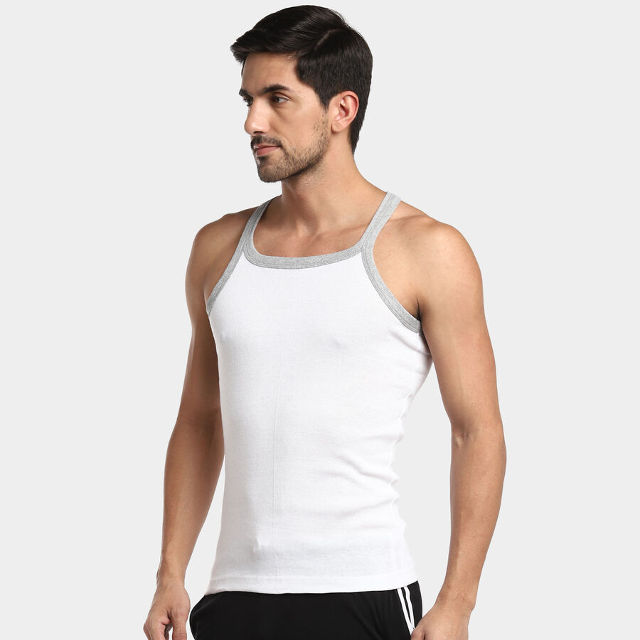 Racer Back Sleeveless Gym T-Shirt, White, large image number null