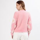 Women's Light Pink Crew Neck Floral Pullover, हल्का गुलाबी, small image number null