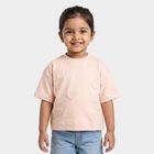 Girls Pink Cotton Crew Neck Oversized T-Shirt, Light Pink, small