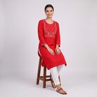 Women's Fuchsia Round Neck Embroidered Kurta, Fuchsia, small
