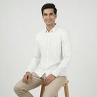 Men's White Cotton Spread Collar Casual Shirt, सफ़ेद, small