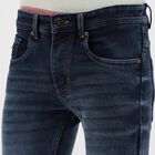 Men's Deep Indigo Skinny Fit Five-Pocket Jeans, गहरा नीला, small image number null