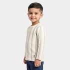 Boys Cream Round Neck Regular T-Shirt, ऑफ व्हाइट, small