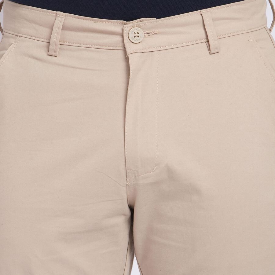 Men's 100% Cotton Slim Fit Casual Trousers , Beige, large image number null