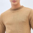 Men's Muted Beige Crew Neck Casual Pullover, Beige, small image number null