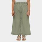 Girls' Olive Green Wide-Leg Striped Trousers, Light Green, small