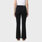 Women's Black Bootcut Fit Button Hem Jeans, Black, small