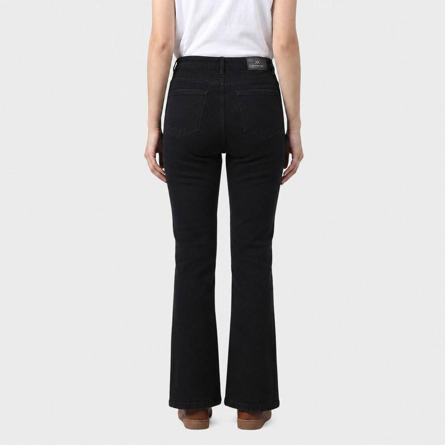 Women's Black Bootcut Fit Button Hem Jeans, Black, large