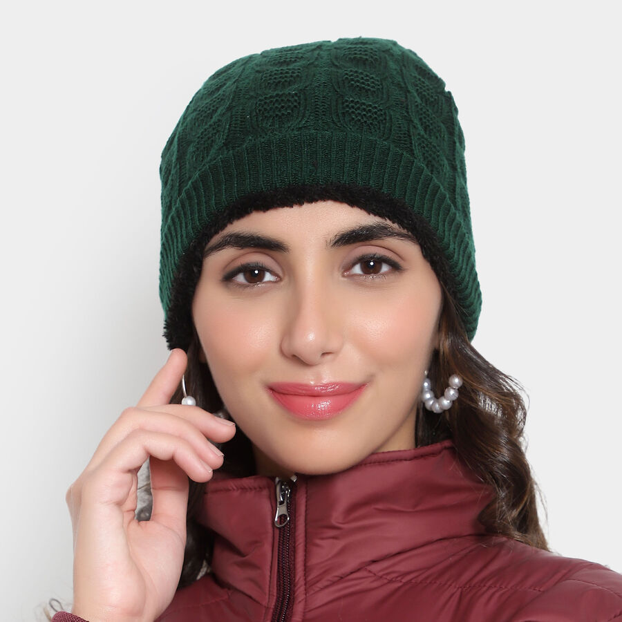 Solid Winter Cap, Dark Green, large image number null