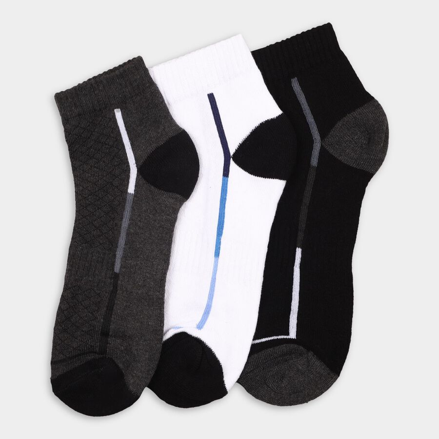 Men's Socks (Pack of 3), काला, large