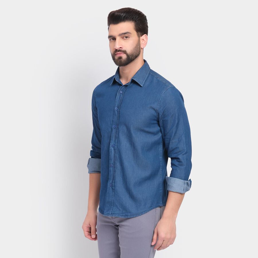 Men's 100% Cotton Casual Shirt , Light Blue, large