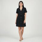 Women's Black High Neck Ribbed Bodycon Dress, Black, small