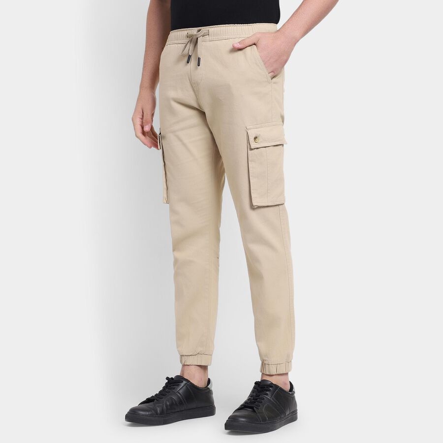 Men's Slim Fit Casual Trousers, Beige, large image number null