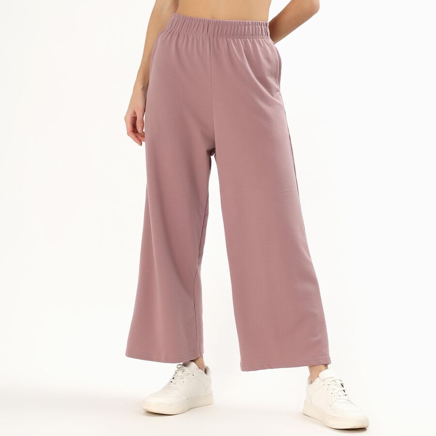 Women's Black Tapered Fit Track Pants, Light Pink, large