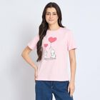 Ladies' 100% Cotton Round Neck T-Shirt, गुलाबी, small