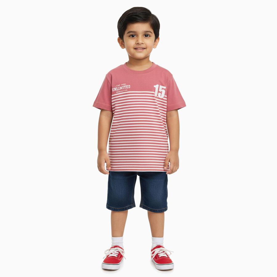 Boys' 100% Cotton Half Sleeves T-Shirt, Pink, large image number null