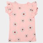 Girls Pink Cotton Round Neck Regular T-Shirt, Pink, small