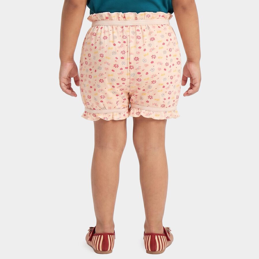Girls' Peach Regular Fit Floral Printed Bloomer, पीच, large