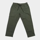 Boys' Olive Green Drawstring Jeans, ओलिव, small