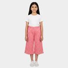 Girls Pink Wide Leg Floral Print Capri, हल्का गुलाबी, small