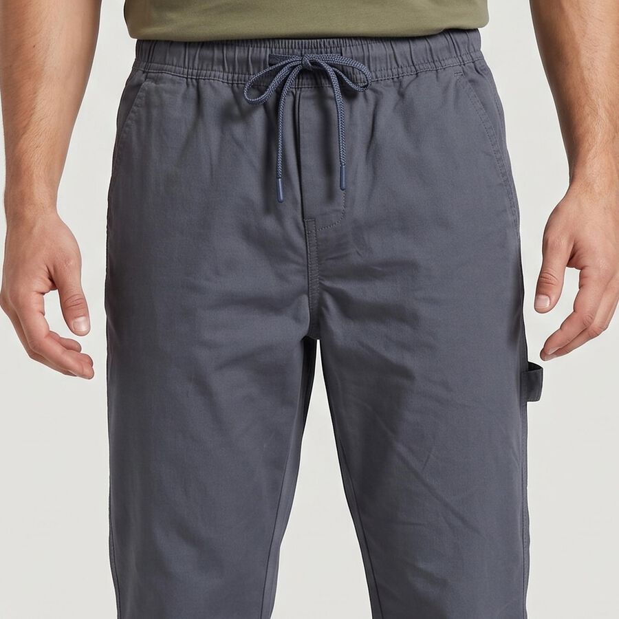 Men's Mid Blue Slim Fit Cargo Trousers, मध्यम नीला, large
