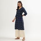 Women's Dark Blue Round Neck Printed Kurta, Dark Blue, small image number null
