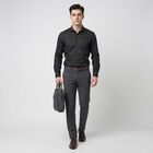 Men's Black Spread Collar Formal Shirt, काला, small