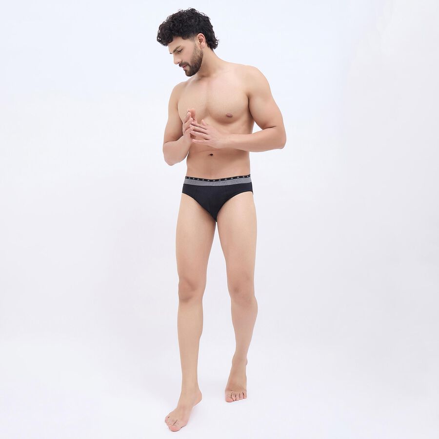 Men's 100% Cotton V-Cut Briefs, Black, large image number null