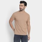Men's Round Neck Half Sleeves T-Shirt , Beige, small image number null