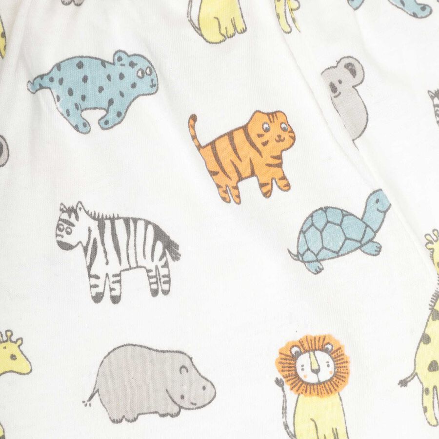Infants Cotton Printed Night Suit, White, large image number null