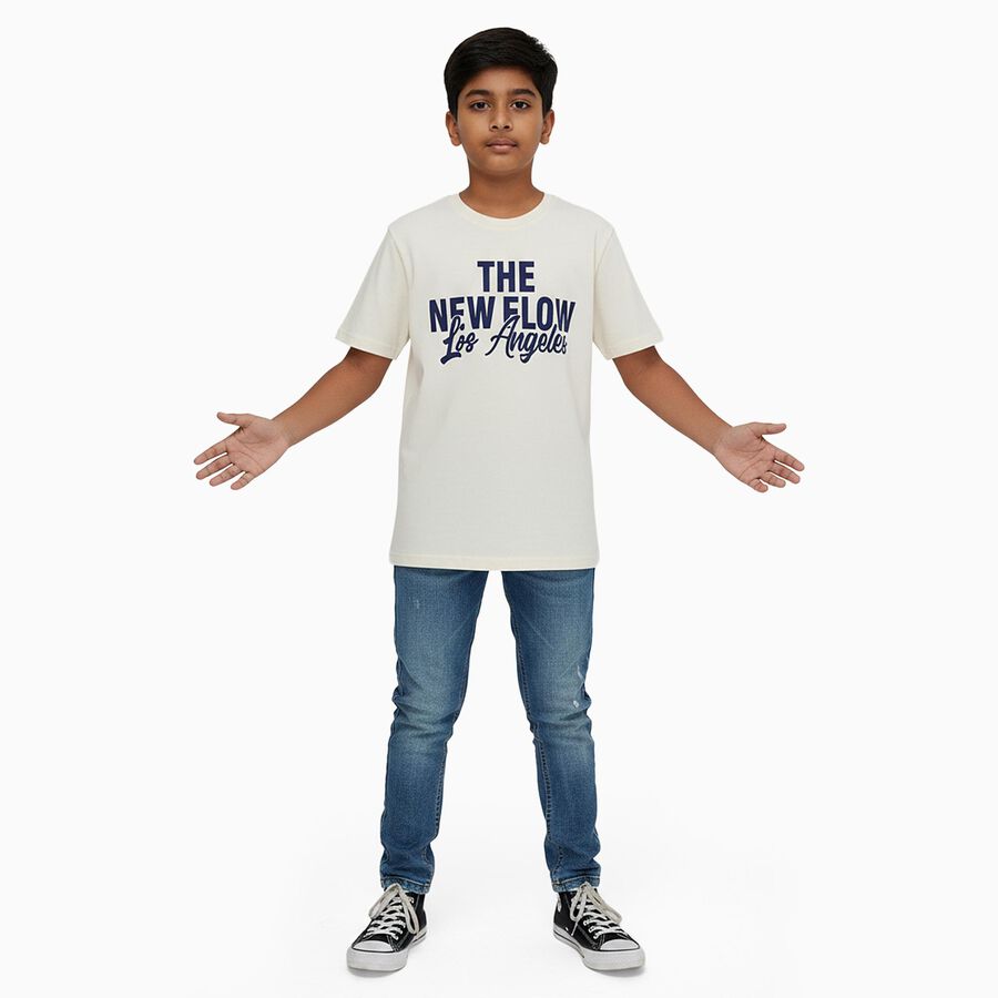 Boys' Half Sleeves T-Shirt, Off White, large image number null