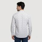 Men's Off White Cotton Floral Casual Shirt, Off White, small