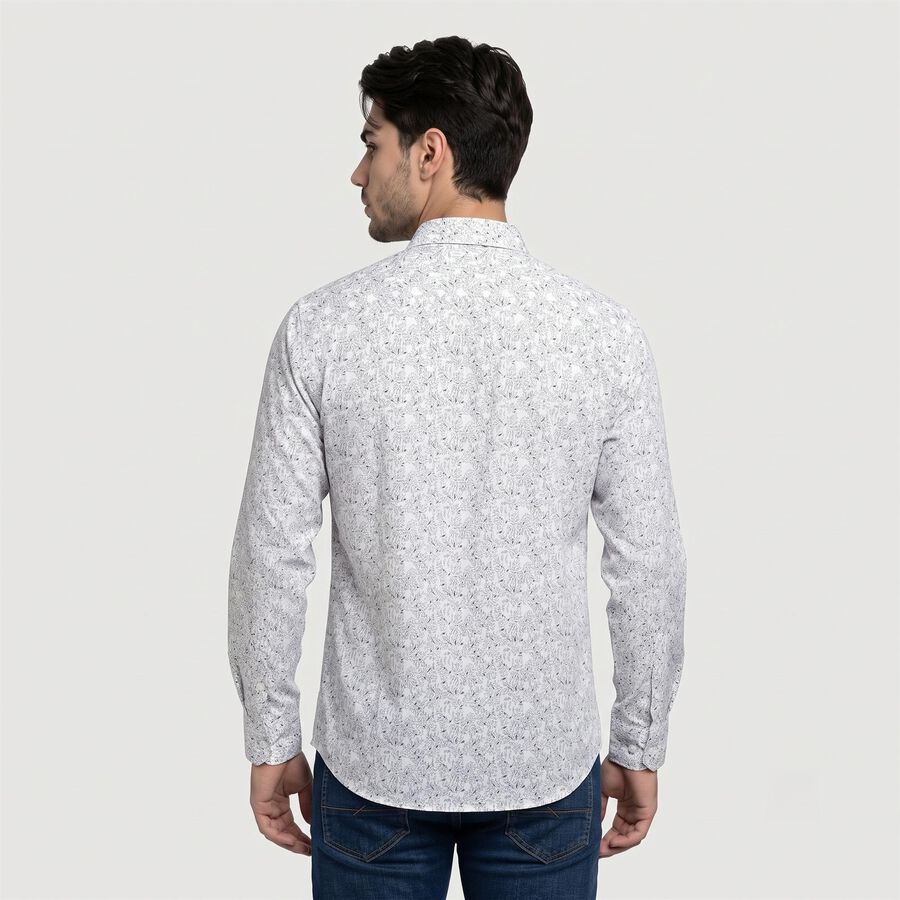 Men's Off White Cotton Floral Casual Shirt, Off White, large