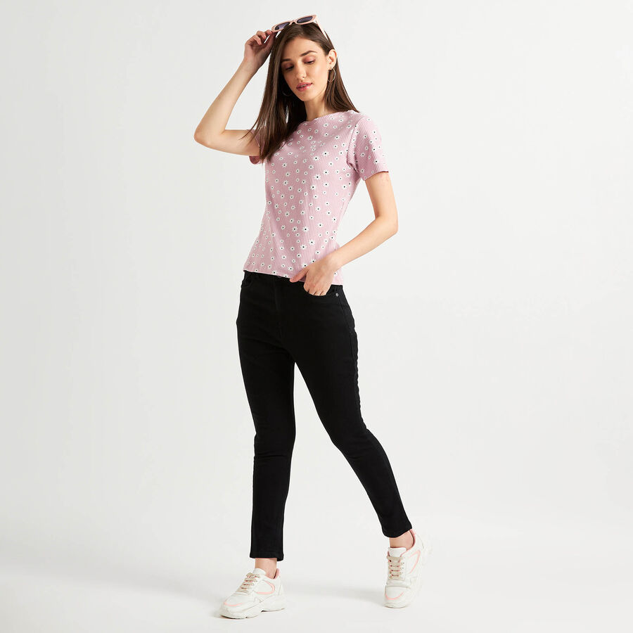 All Over Print Round Neck T-Shirt, Pink, large image number null