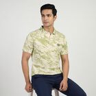 Men's Light Green Cotton Collared Neck Casual T-Shirt, हल्का हरा, small