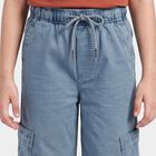 Girls' Light Blue Relaxed Fit Cargo Trousers, हल्का नीला, small