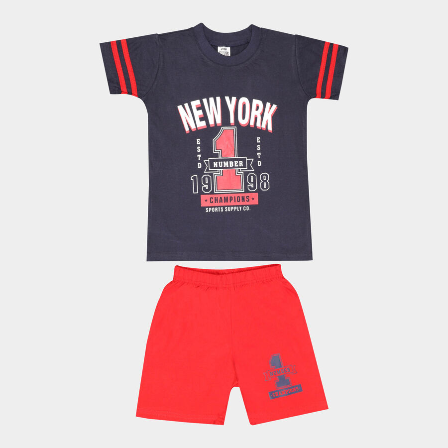 Boys Round Neck Baba Suit, नेवी ब्लू, large image number null