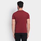 Men's Round Neck Half Sleeves T-Shirt , वाइन, small