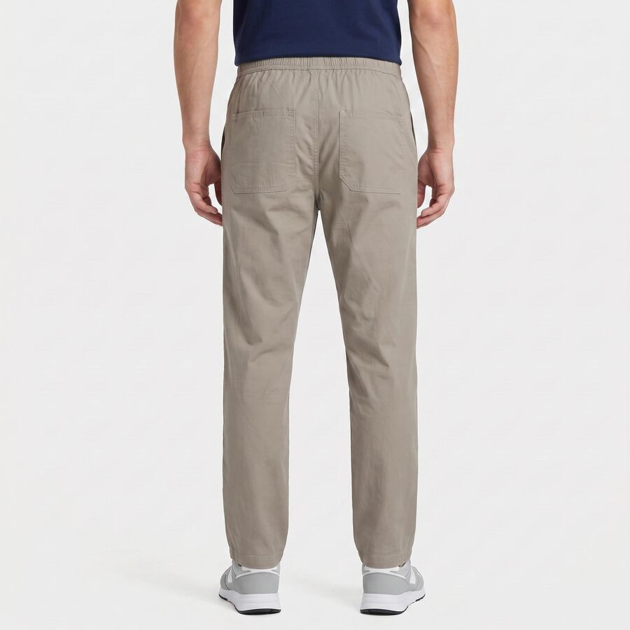 Men's Grey Slim Fit Flat-Front Trousers, Light Grey, large