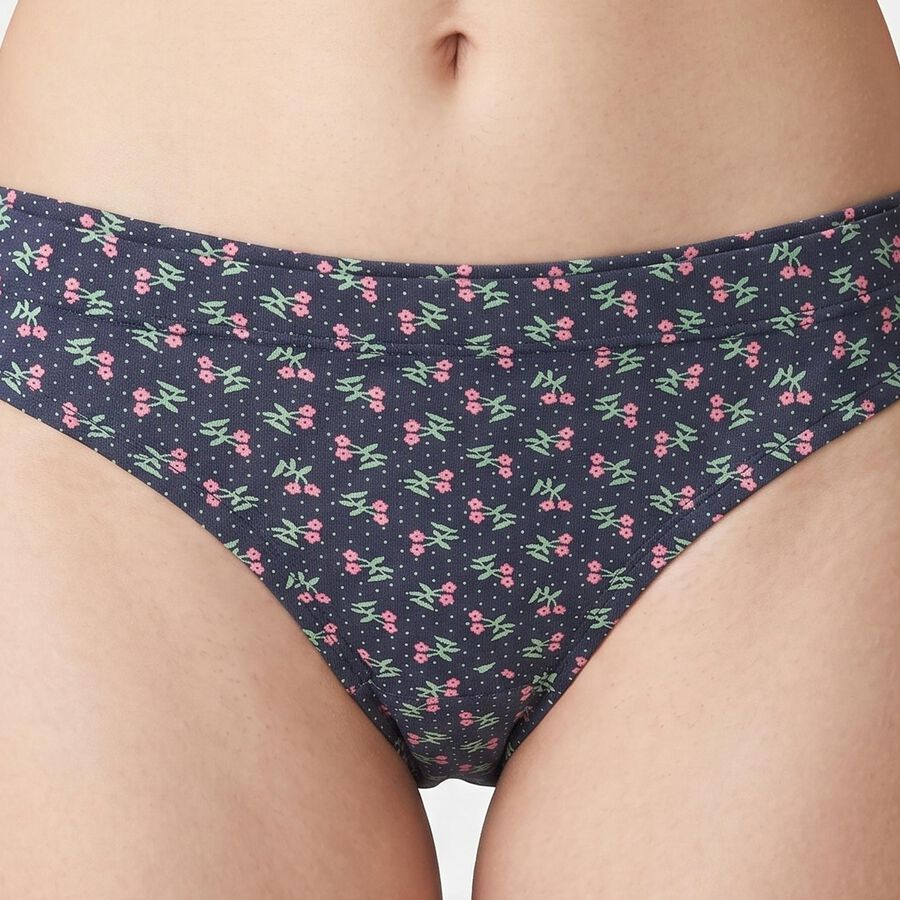 Women's Navy Blue Regular Fit Printed Panty, Mid Blue, large
