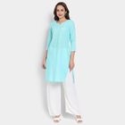 Ladies' 100% Cotton Kurta, Aqua, small image number null