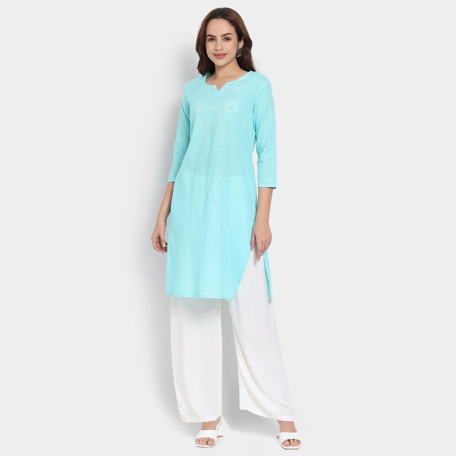 Ladies' 100% Cotton Kurta, Aqua, large image number null