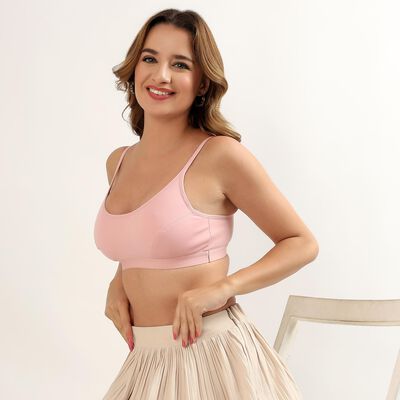 Women's Light Pink Plunge Wireless Bra