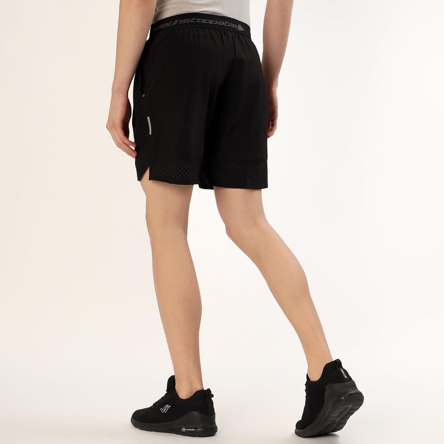 Men's Black Regular Fit Sports Shorts, काला, large