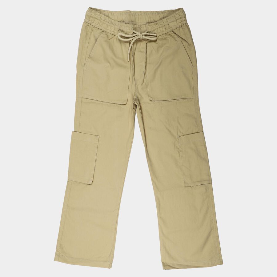 Girls Beige Cargo Fit Utility Jeans, Beige, large