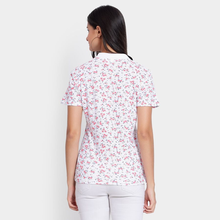 Ladies' Cotton Polo T-Shirt, ऑफ व्हाइट, large image number null