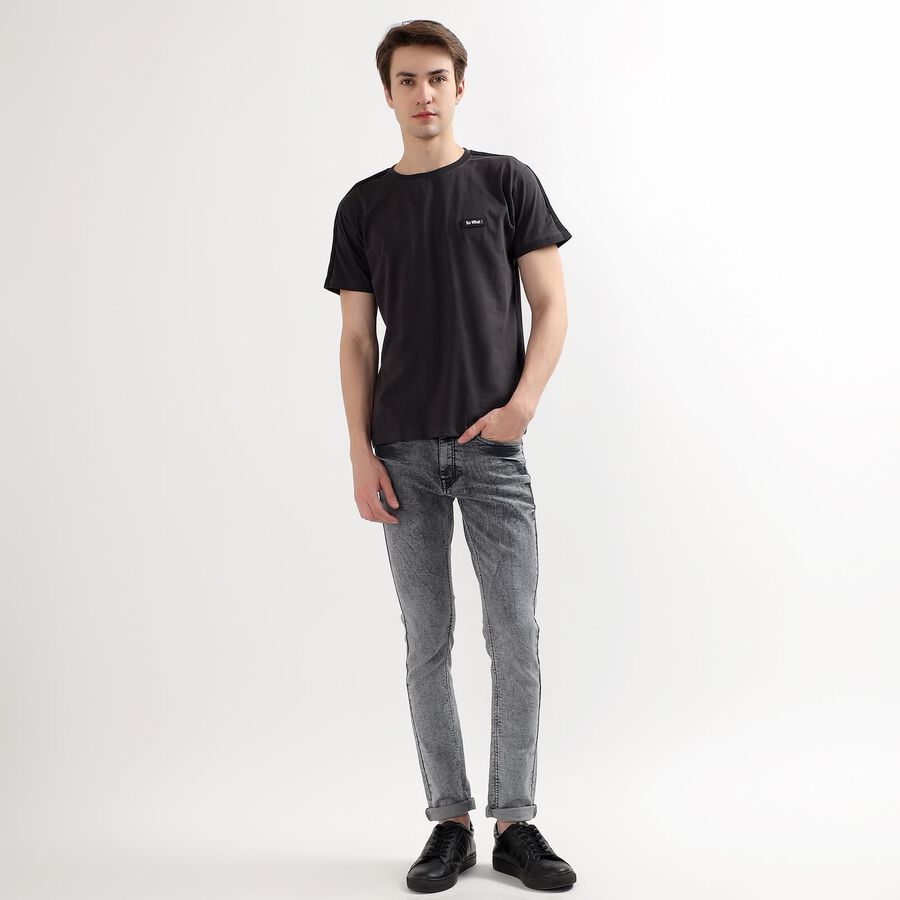 Men's 100% Cotton Round Neck Half Sleeves T-Shirt, Dark Grey, large image number null