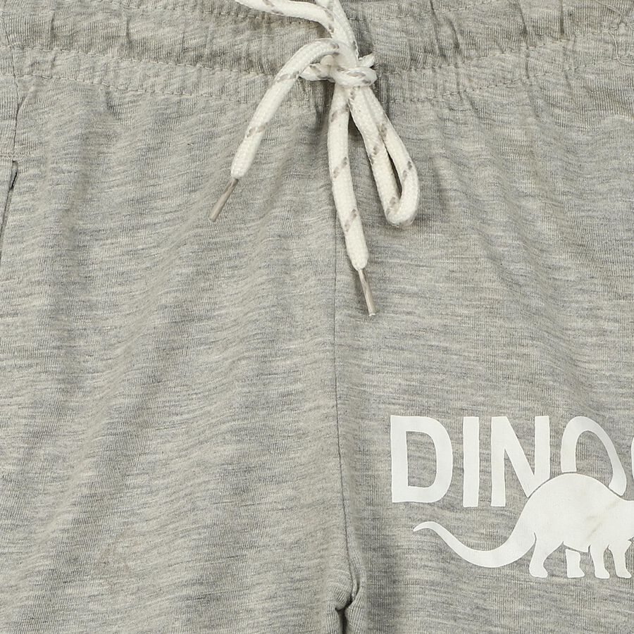 Boys Grey Jogger Graphic Printed Pyjama, Melange Light Grey, large