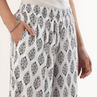 Women's White and Black Printed Wide-Leg Palazzos, Off White, small image number null